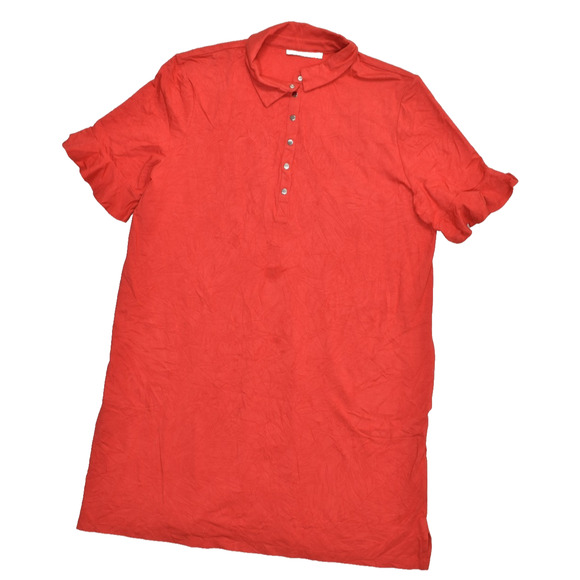 Chico's Women's Shirt Dress Knee Length Red Size 3 Cotton Blend Short Sleeve - Picture 1 of 8
